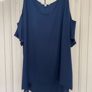 Chaus Navy Cold Shoulder Blouse